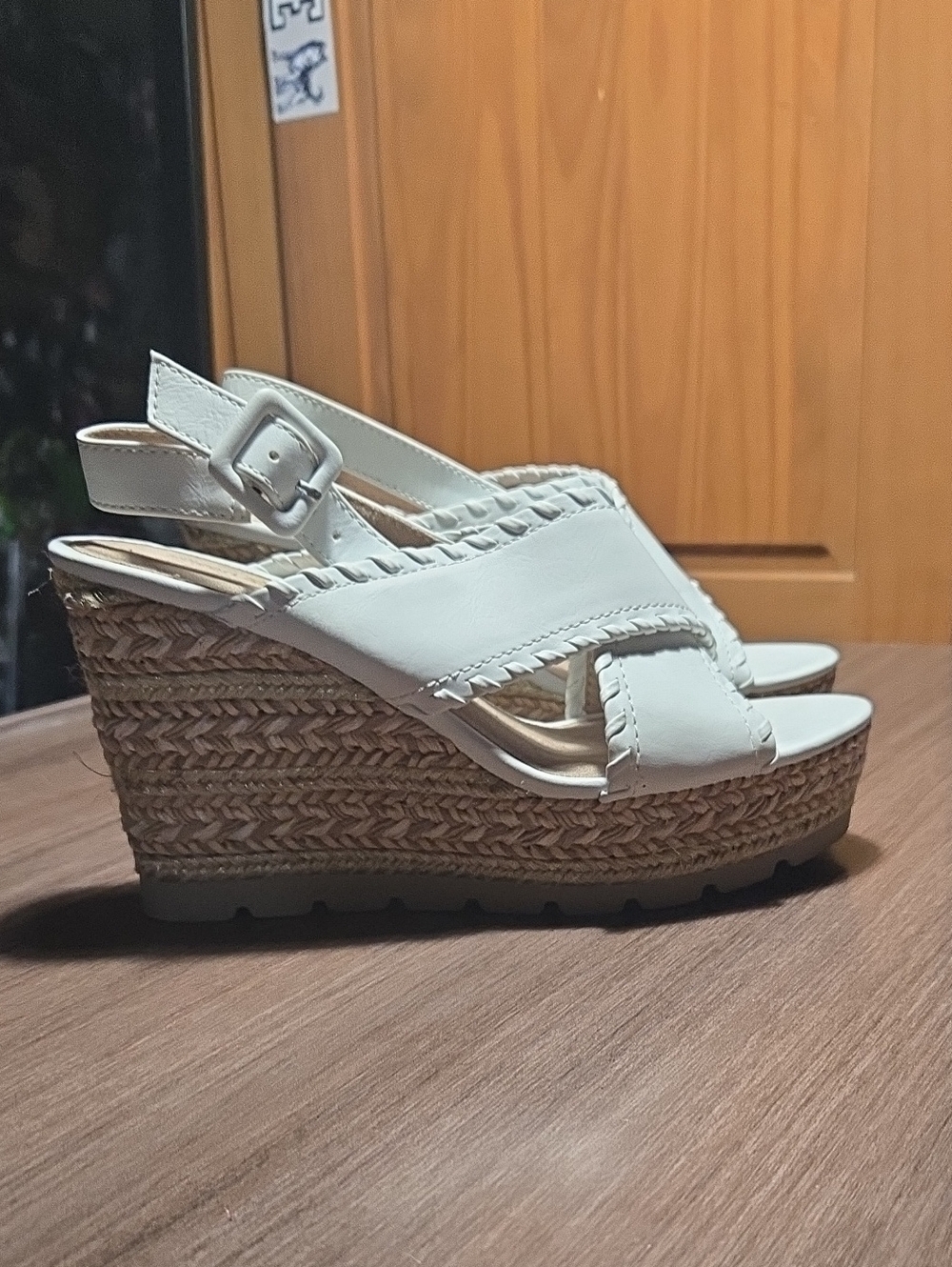 Seven Dials White Braided Espadrille Wedge Sandals